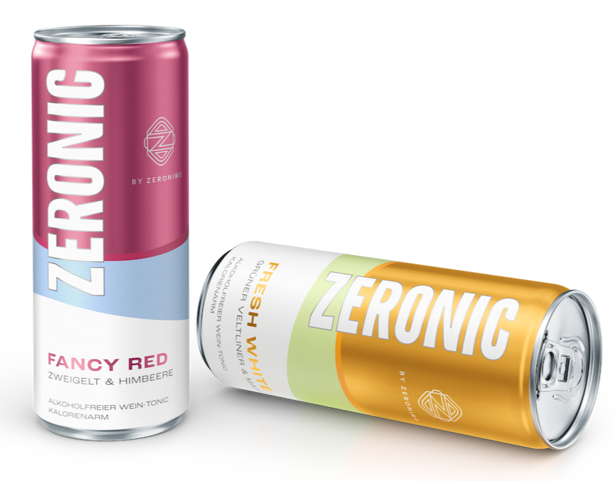 Zeronimo Zeronic Fancy White – alcoholvrije wijn-tonic met citrus en abrikoos en Zeronimo Zeronic Fancy Red – alcoholvrije wijn-tonic met framboos en rood fruit